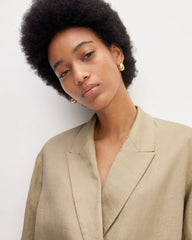 The Linen Double Breasted Blazer | Trench Coat Khaki