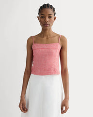 The Seamed Top in Stretch Linen | Classic Red Gingham
