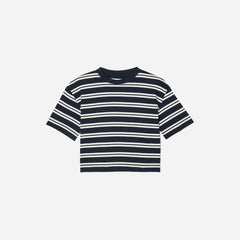 The Organic Cotton Cropped Tee | Navy / Tan