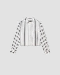 The Way-Short Shirt in Silky Cotton | Bone / Black