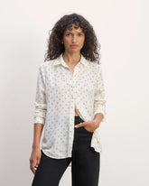 The Must-Have Shirt in Washable Silk | Bone / Black Square Dot