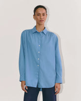 The Gathered Shirt in Silky Cotton | Bluebell