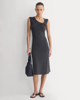 Knit Asymmetrical Midi Dress | Black