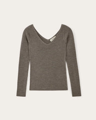 The Off-Shoulder Top in Ultrasoft Merino | Heather Cocoa