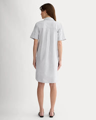 The Oxford Short-Sleeve Shirt Dress | Charcoal / White