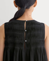 Twisted Pleat Tank in Silk Georgette | Black