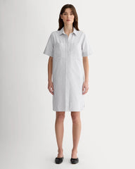 The Oxford Short-Sleeve Shirt Dress | Charcoal / White
