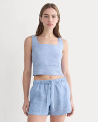 The Square Tank in Stretch Linen | Chambray