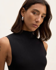 The Viscose Mock Neck Top | Black