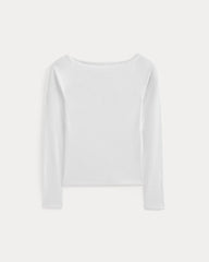 Luxe Rib Boatneck Top | White