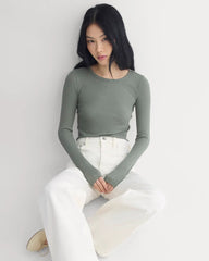 The Luxe Rib Long-Sleeve Crew | Agave Green