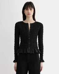 The Smocked Cardigan | Black
