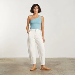 The Ribbed One-Shoulder Tank | Ice Blue