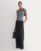 Wide-Leg Drawstring Pant in Linen | Black
