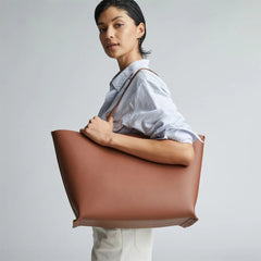 The Luxe Italian Leather Tote | Cognac
