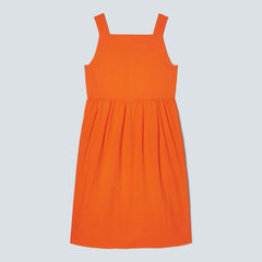 The Seersucker Midi Dress | Bright Orange