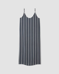 The Hammered Satin Slip Dress | Navy / Bone
