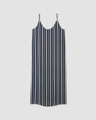 The Hammered Satin Slip Dress | Navy / Bone