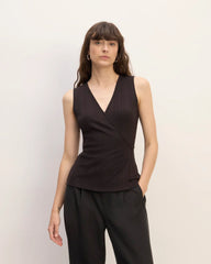 The Rib Wrap Top | Black