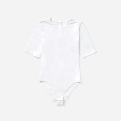 The Short-Sleeve Crew Neck Bodysuit | White | Bikini