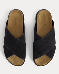 The Suede Crossover Sandal | Black