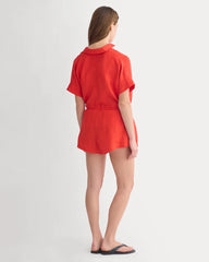 Flowy Short in Linen | Fiery Red