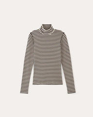 The Luxe Rib Turtleneck | Bone / Black
