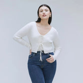 The Cotton-Merino Front-Tie Top | Snowflake