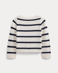 Striped Boatneck Sweater in Everyday Cotton | True Navy/Bone