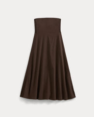 Strapless Dress in Stretch Linen | Dark Brown