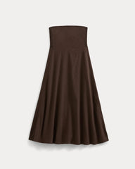 Strapless Dress in Stretch Linen | Dark Brown