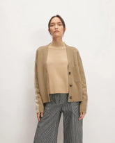 The Good Merino Wool Cardigan | Light Camel / Dark Oat