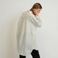 The Way-Long Linen Shirt | Black / Canvas Tan