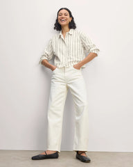 The Way-Short Shirt in Silky Cotton | Bone / Black