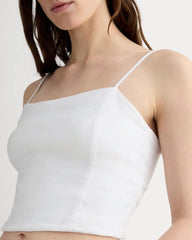 The Seamed Top in Stretch Linen | White
