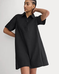 Mini Popover Shirtdress in Linen | Black