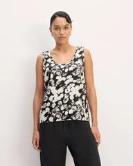 The Scoop Tank in Linen | Black / Bone Floral