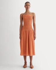 The Gauze Open-Back Dress | Soft Orange