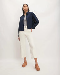 The Structured Cotton Cropped Shirt | Navy