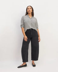 The Utility Shirt in Washable Silk | Black / White