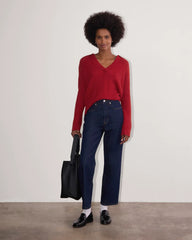 The Oversized Polo in Alpaca | Berry Red
