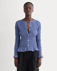 The Smocked Cardigan | Blue Dusk