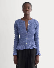The Smocked Cardigan | Blue Dusk