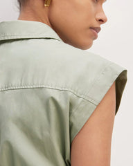 The Supima® Cotton Short-Sleeve Shirt Dress | Sage Green