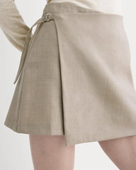 Wrap Mini Skort in Tailor Twill | Light Taupe