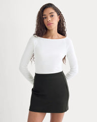 Luxe Rib Boatneck Top | White