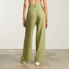 The Linen Way-High® Drape Pant | Leek