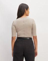 The Luxe Rib Scoop-Neck Tee | Heathered Tan