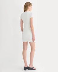 Twisted Short-Sleeve Crew Dress | Bone
