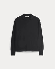 Oversized Polo in Ultrafine Merino | Black